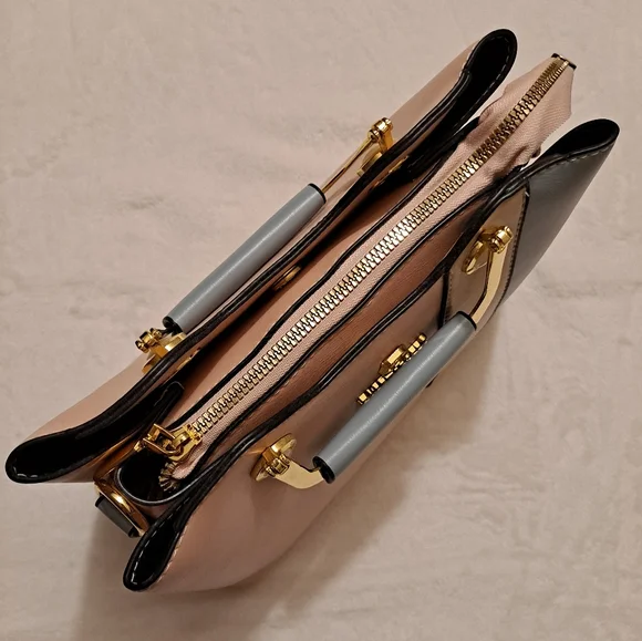 Jane Novo Pink Tan & Blue Colorblock Convertable Handbag Crossbody Bag - Picture 6 of 10